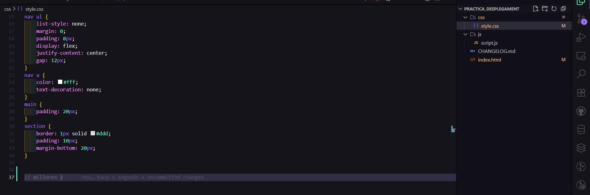Cambios en HTML del hotfix