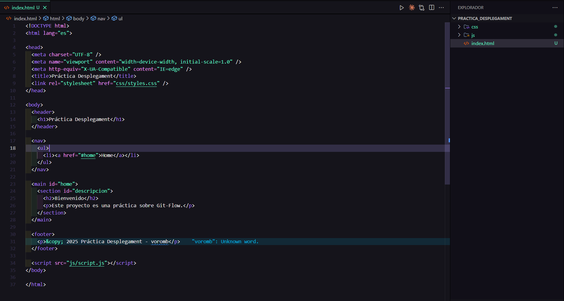 Creación y push de develop